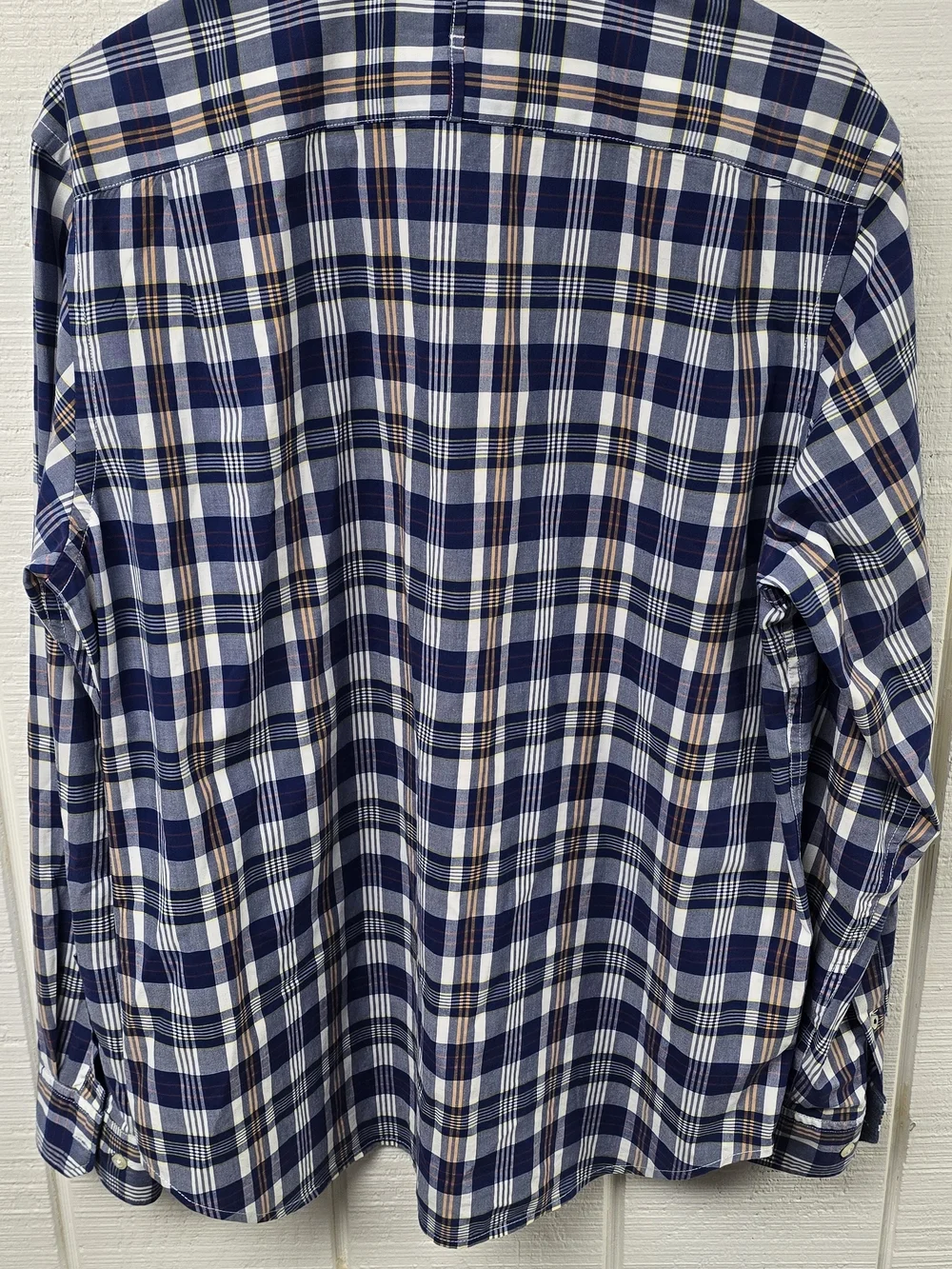 Banana Republic Mens L Blue Plaid Long Sleeve Camden Classic Fit Button Up